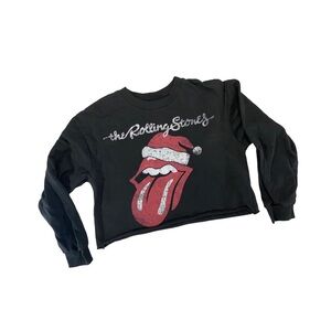 Rolling Stones Christmas Logo Crop Sweatshirt size L